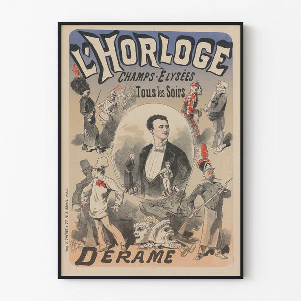 Vintage poster L'Horloge Déramé - Theater wall decoration Paris