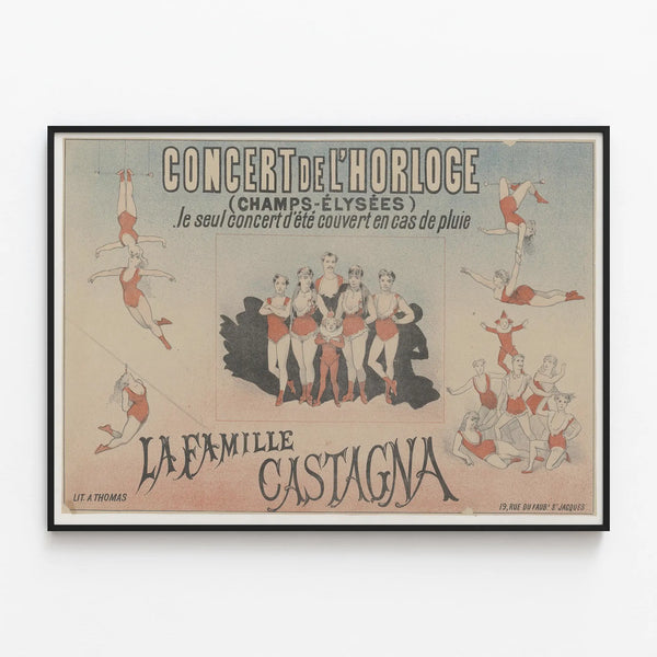 Vintage Poster La Famille Castagna - Retro Circus Wall Decoration — framed artwork on a wall