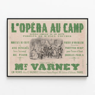 Vintage Poster Opéra Comique The Opera at the Camp — framed artwork on a wall