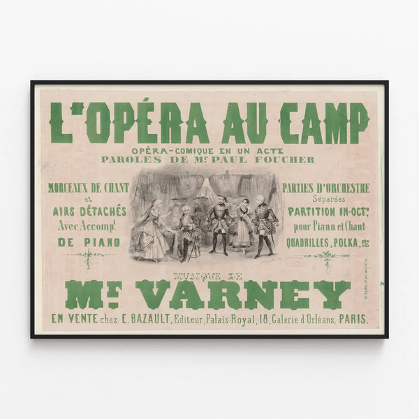 Vintage Poster Opéra Comique The Opera at the Camp — framed artwork on a wall