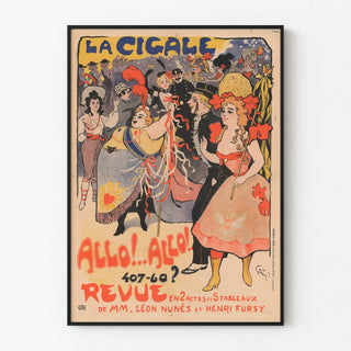 Vintage poster La Cigale Allo!..Allo! Theatrical revue