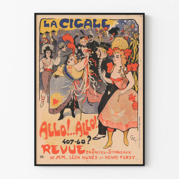 Vintage poster La Cigale Allo!..Allo! Theatrical revue