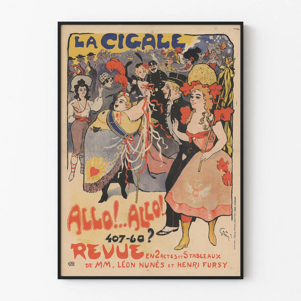 Vintage poster La Cigale Allo Allo revue retro wall decoration
