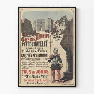 Vintage poster reconstitution of the Henri IV Quarter Petit Châtelet Paris 16th century