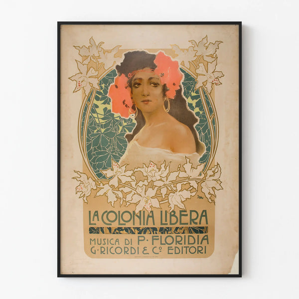 Vintage poster La Colonia Libera for artistic wall decoration