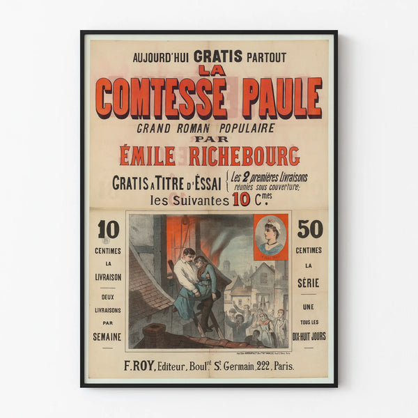 Vintage poster La Comtesse Paule - Popular novel by Émile Richebourg