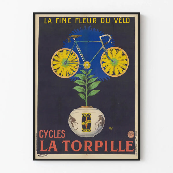 Vintage poster cycles La Torpille wall decoration bicycle