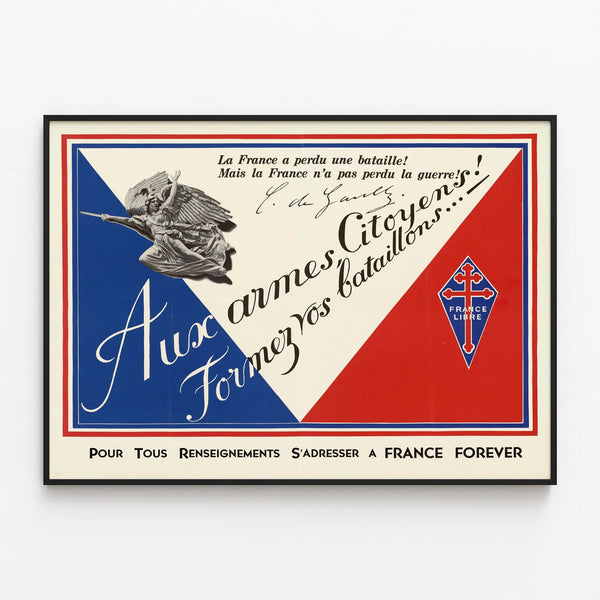 Patriotic Tricolor Poster « To arms, citizens! » — framed artwork on a wall