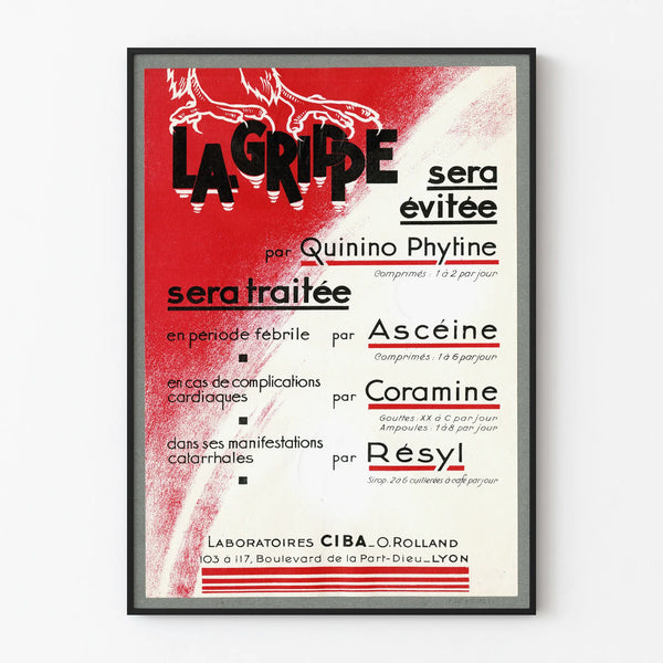 Vintage Poster The Flu - Medical Wall Decoration