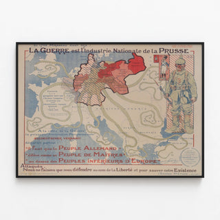 Historical Poster: War is Prussia's National Industry — framed artwork on a wall