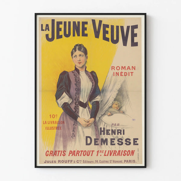 Vintage Poster The Young Widow Illustrated Novel by Henri Demesse