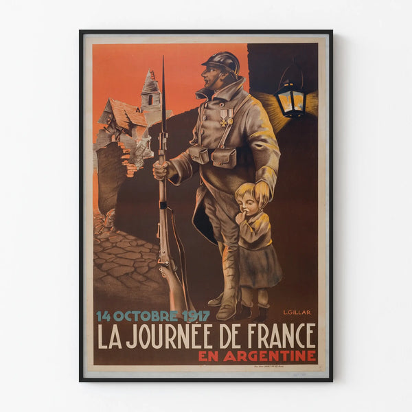 Vintage war wall decoration poster of France's Day in Argentina 1917