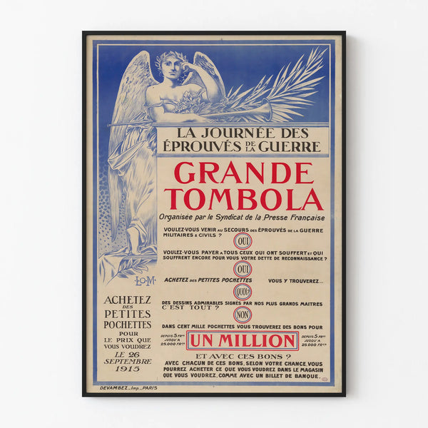 Vintage Poster for the 1915 War Raffle – Historic Wall Decoration