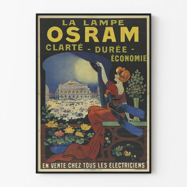 Vintage Poster La Lampe Osram - Clarity, Durability, Economy