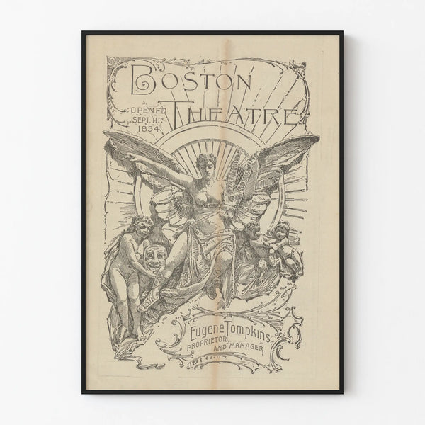 Vintage Boston Theatre 1854 Poster Wall Decoration