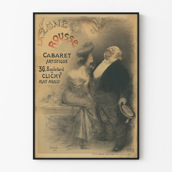 Vintage Poster La Lune Rousse Artistic Cabaret Boulevard de Clichy