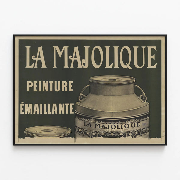 Vintage Poster La Majolique Enamel Painting — framed artwork on a wall