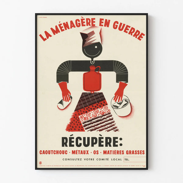 Vintage Poster The Housekeeper at War - Wall Decoration Recycling and Solidarity