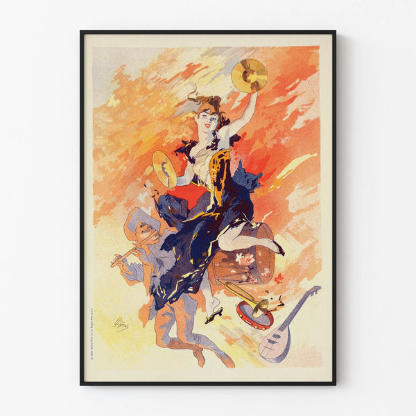 Vintage decorative poster The Music with festive scene