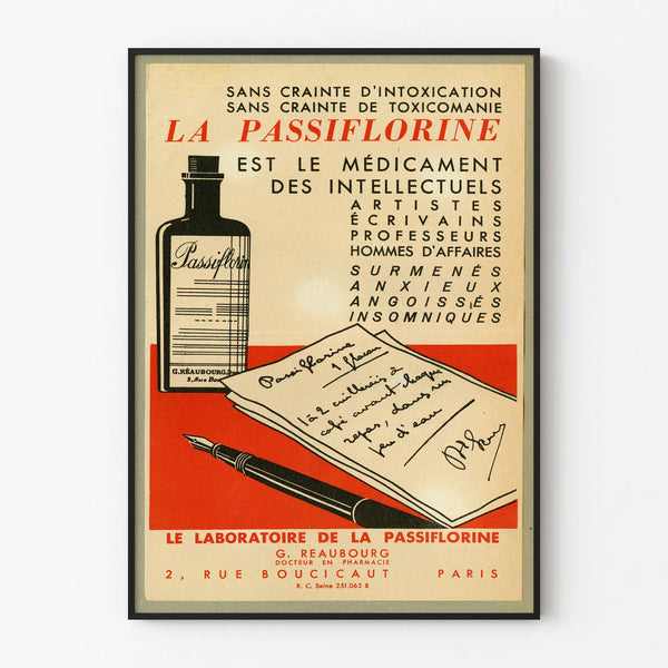Vintage medical poster La Passiflorine for wall decoration