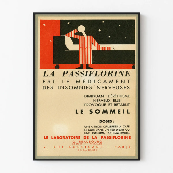 Vintage Poster La Passiflorine - Retro Wall Decoration Medicine Sleep