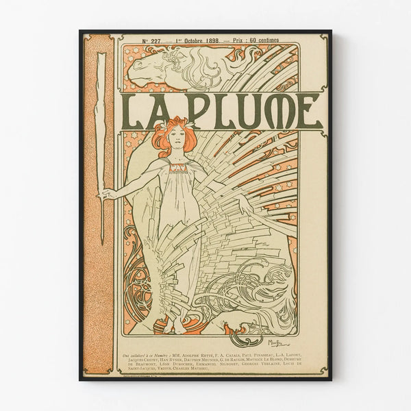 Vintage wall decoration poster La Plume, October 1898, Art Nouveau style