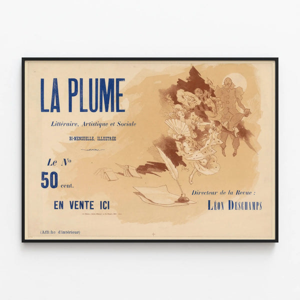 Vintage Poster La Plume - Artistic and Literary Wall Decoration — framed artwork on a wall