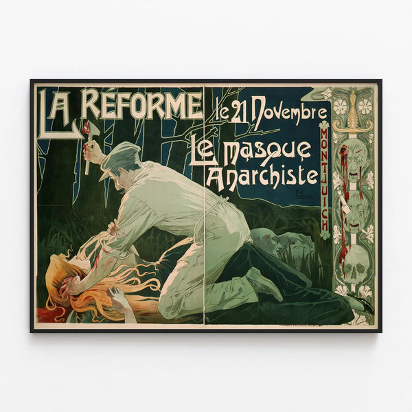 Vintage Poster The Reformation - November 21, The Anarchist Mask — framed artwork on a wall