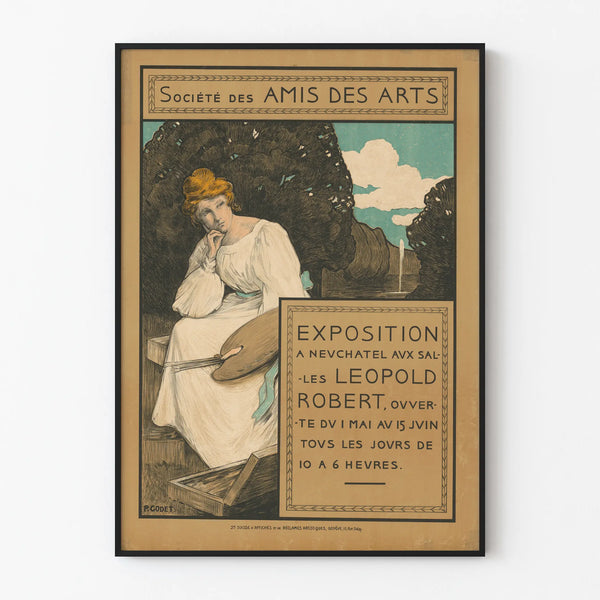 Vintage poster for the exhibition of the Society of Friends of the Arts in Neuchâtel