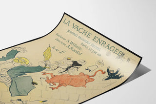 Vintage poster The Enraged Cow, illustrated newspaper