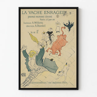 Vintage poster The Enraged Cow, illustrated newspaper