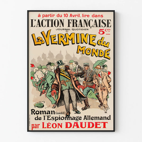Vintage Poster The Vermin of the World German Spy Novel Léon Daudet