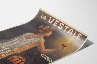 Vintage poster La Vestale continuous fire fireplace Viville Paris