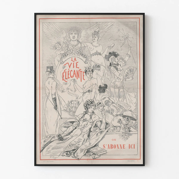 Poster La Vie Élégante par F. Rops pour décoration murale vintage