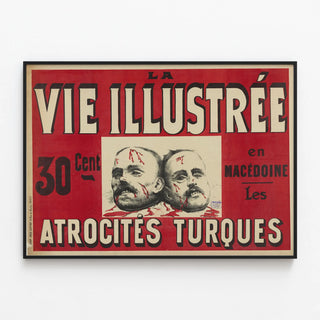 Vintage Poster La Vie Illustrée - Turkish Atrocities in Macedonia — framed artwork on a wall