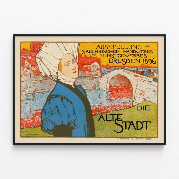 Vintage poster of the Old Town of Dresden 1896 — framed artwork on a wall