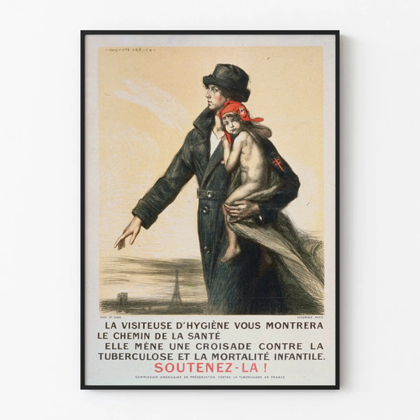 Vintage poster on the fight against tuberculosis and infant mortality
