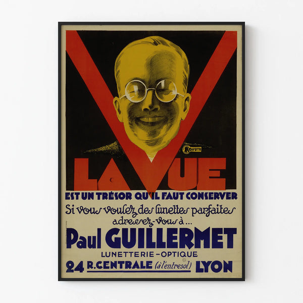Vintage Poster La Vue, Eyewear Advertisement Paul Guillermet Lyon