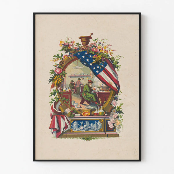 Vintage poster for pharmaceutical laboratory wall decoration