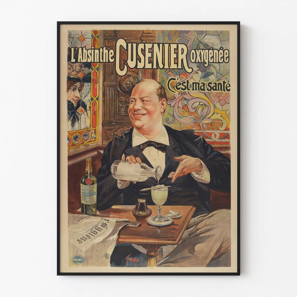 Vintage Absinthe Poster Cusenier Oxygenée - Retro Wall Decoration