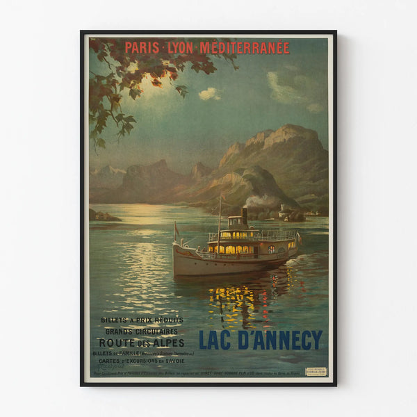 Vintage poster of Lake Annecy PLM Paris Lyon Mediterranean
