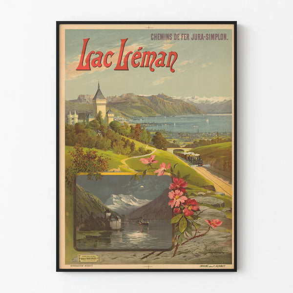 Vintage poster of Lake Geneva Jura-Simplon Railways