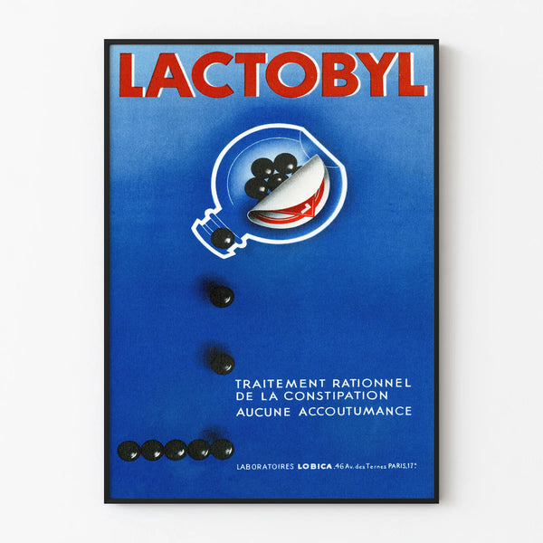 Vintage Lactobyl advertising poster for constipation treatment
