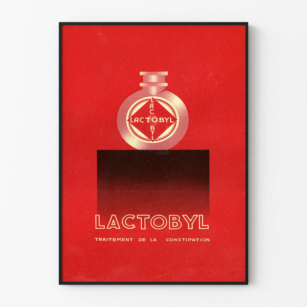 Vintage Lactobyl Poster - Retro Red and Black Wall Decoration
