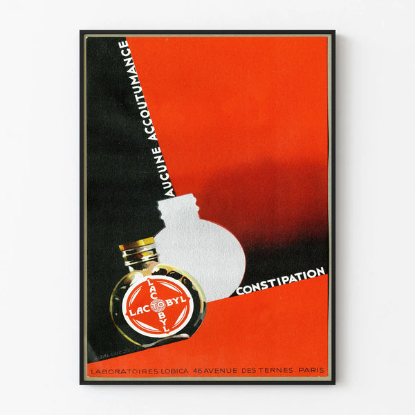 Vintage Lactobyl advertising poster against constipation