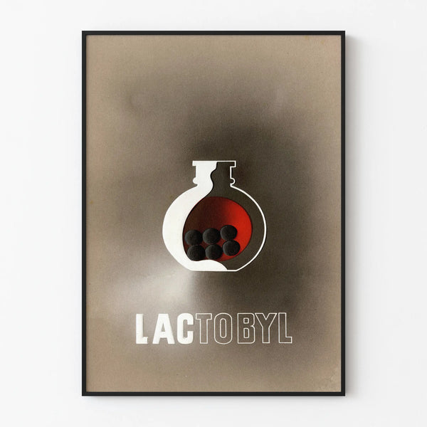 Vintage decorative poster Lactobyl in minimalist style