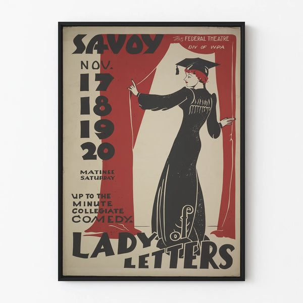 Vintage Lady of Letters Poster - Theater Wall Decoration