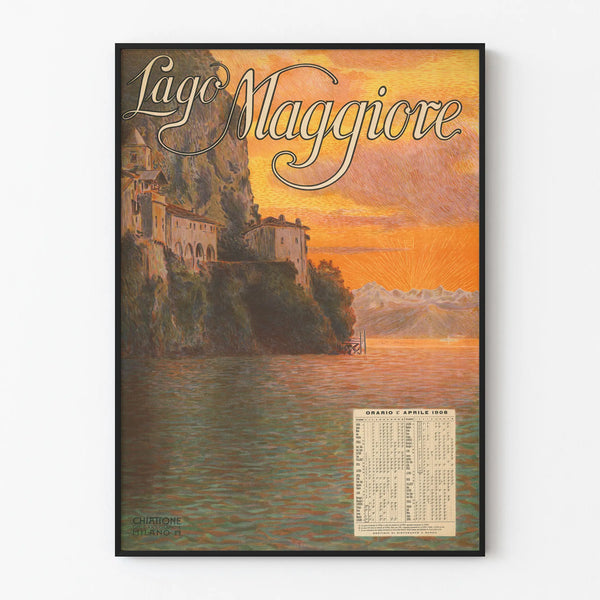 Vintage poster of Lago Maggiore 1908 for wall decoration