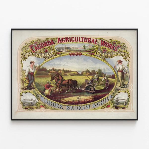 Vintage Poster Lagonda Agricultural Works - Classic Agricultural Decor — framed artwork on a wall
