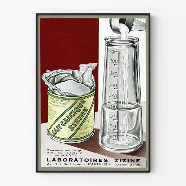 Vintage Poster for Zizine Calcium Milk - Retro Wall Decoration